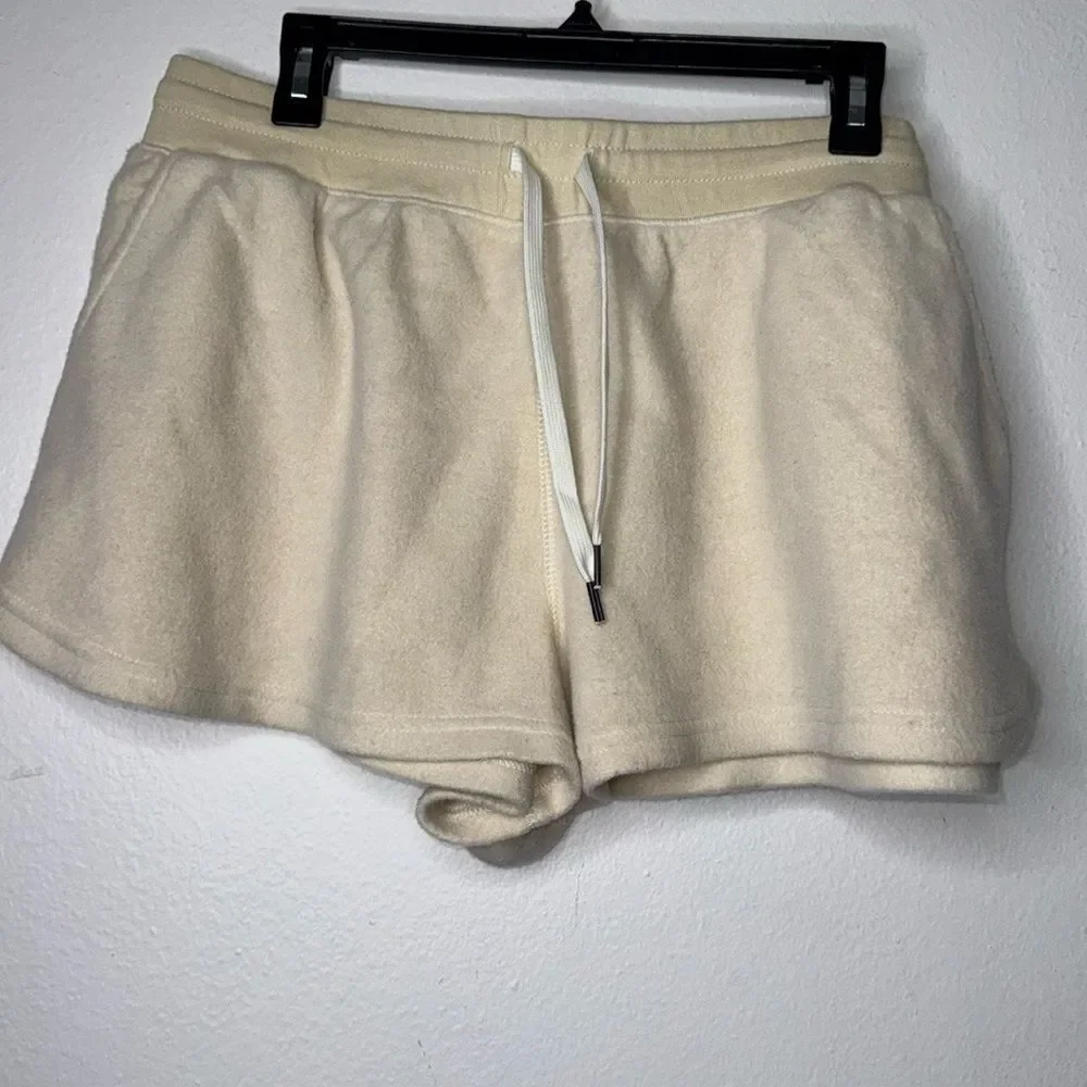 Feat BlanketBlend Beige Neutral Oatmeal Fleece Drawstring Lounge Shorts XL